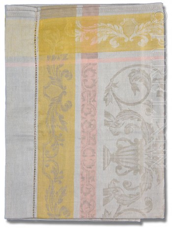 Runner French Motif Peach/Lime by PURE LINEN