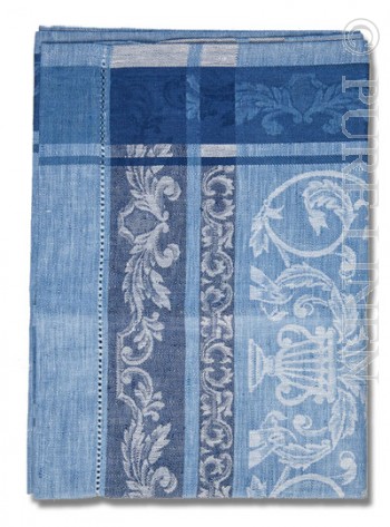 Runner French Motif Wedgwood Blue by PURE LINEN