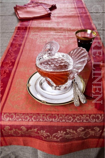Runner French Motif Wedgwood Blue by PURE LINEN