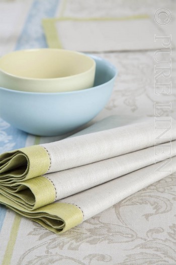 Napkins French Motif Blue/Green by PURE LINEN